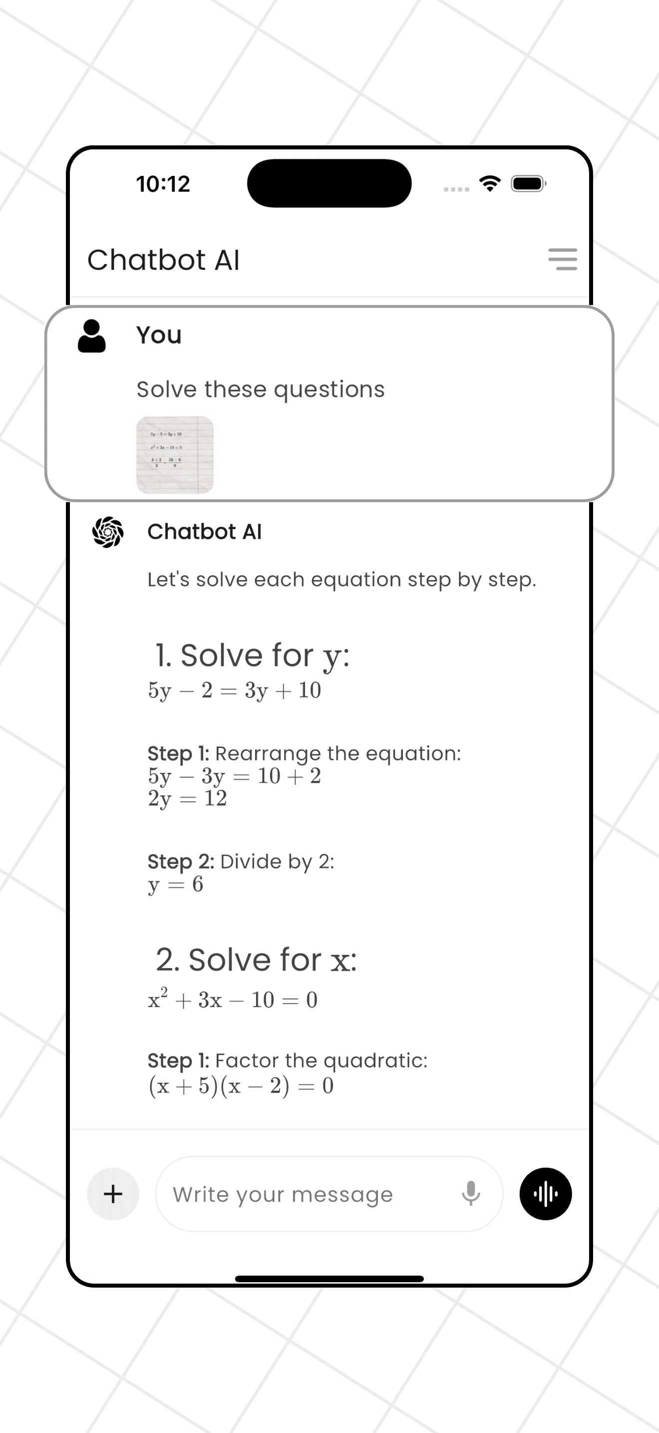 Screenshot of Chatbot AI mobile application